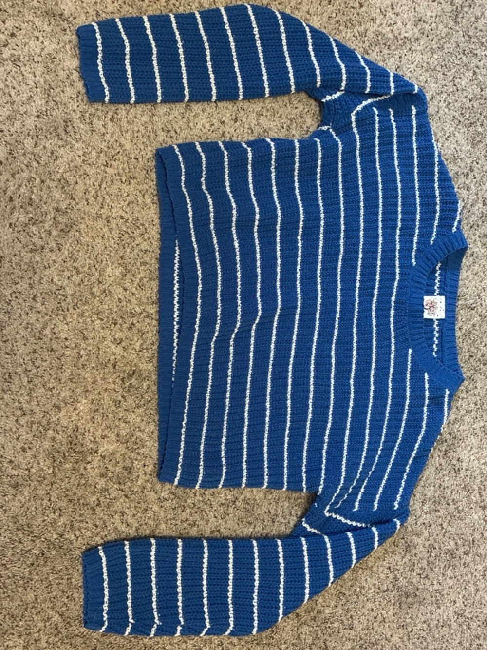 Self Esteem Royal Blue & White Striped Knit Tee